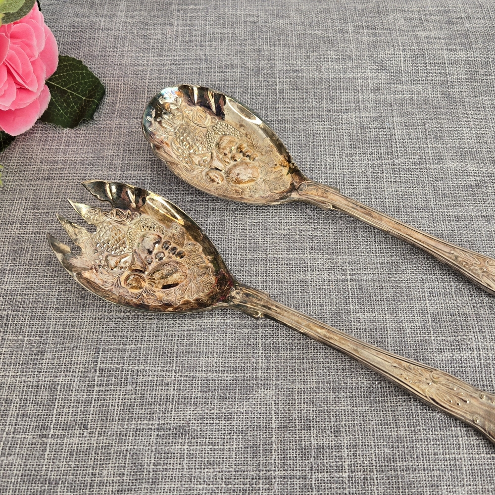 Elegant Silver Floral Serving Set